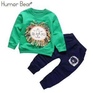 Humor Bear New Christmas Baby Girl Conjuntos de ropa Boy Suit Boy Weave Cartoon Design T-shirt + Pants 1--5 Year 201126