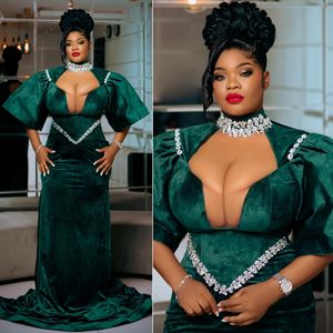 Hunter Green Robes de soirée élégantes dos nu perlée sexy robe de bal en velours pour femmes noires filles africaines Nigeria simple robe de dîner fête d'anniversaire ST655