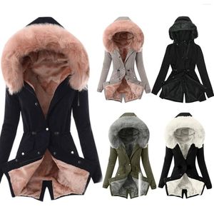 Hunting Jackets Winter Women Coat Ladies Fur Lining Womens Warm Thick Long Jacket Hooded Overcoat Fashion Parka