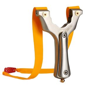 Chasse Slingshot Catapult 304 Acier inoxydable avec poignée en métal Pressage rapide Slingshot Plat Bande de caoutchouc Tir en plein air Slingshots