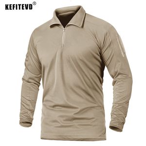 T-shirts de chasse KEFITEVD Chemises à manches longues tactiques pour hommes 14 Pull de chasse à col zippé Armée Zip Up Randonnée Sports Workout T-shirts Tops 230530