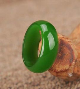Hxc femme naturel vert hetian jade ring chinois jadéite amulette charme de mode bijoux à la main