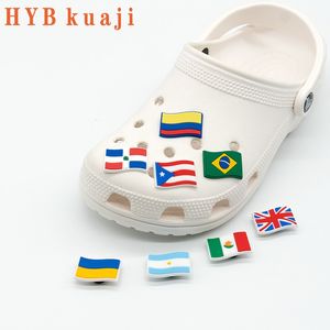 HYBkuaji benutzerdefinierte Nationalflagge Welt Land Schuh Charms Großhandel Schuhe Dekorationen PVC Schnallen für Schuhe