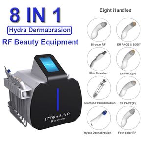 Portable 8 en 1 Hydra Diamond Microdermabrasion Améliorer les points noirs Resserrement de la peau RF Anti-âge Élimination des rides Nettoyer les machines pour le visage