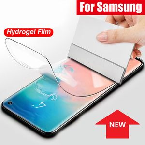 Protector de pantalla de cubierta 3D curvada de cobertura completa de película suave de hidrogel para Samsung S8 S9 Plus S10 S20 FE S21 S22 S23 Ultra Note 8 9 10 20 A14 A24 A34 A54 A13 A23 A33 A53 A73