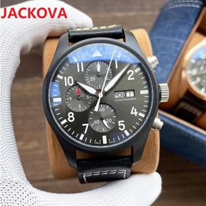 I-008 Relojes para hombre completamente funcionales de 43 mm * 12 mm, movimiento de cuarzo japonés, caja de acero fino 316, reloj de hora mundial, reloj de cuero genuino, regalo de San Valentín