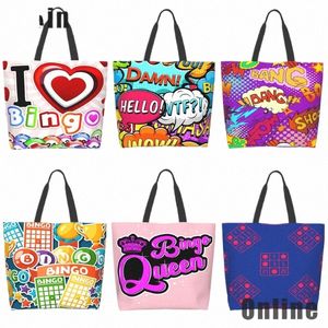 Me encanta el juego de bingo Bolsos divertidos Bolsos de hombro Tienda informal Bolsa de asas para niñas para mujeres Bolsas de tienda reutilizables plegables Y8cU #