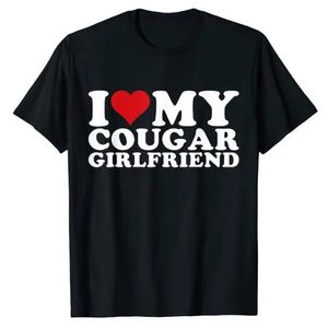 J'aime ma petite amie Cougar I-Heart-My-Cougar-Girlfriend GF T-Shirt lettres drôles imprimés dictons citation graphique Tee hauts cadeaux 240307