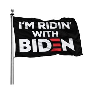 I'm Ridin' With Biden 3X5FT Black Flags Outdoor 150x90cm Banners 100D Poliéster Alta calidad Color vivo Dos ojales de latón