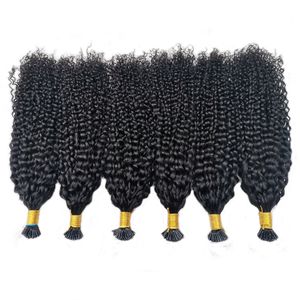 I Tip Extensiones de cabello Kinky Curly Brazilian Remy Human 100 Strands 1g / S Nail Bulk 14-28 Inch Hairpiece Natural Wholesale Virgin Hair Bundles ALI MAGIC