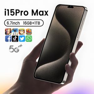 I15 Pro Max Mobile 6,7 pouces Smartphone 16 Go RAM 1 To Network LTE 5G Network 7800 MAH Reconnaissance de visage digitale 108 MEGAPIXEL Quad-core Android Téléphone Configuré Android