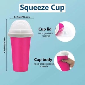 Seaux à glace 350 ml Tasses à smoothies surgelées à double couche écologiques Silicone Slushy Ice Cream Maker Squeeze Slush Cooling Cup pour la maison