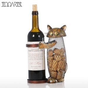 Seaux à glace et refroidisseurs Tooarts chat casier à vin récipient en liège porte-bouteille barre de cuisine artisanat en métal cadeau de noël artisanat support pour animaux 230829