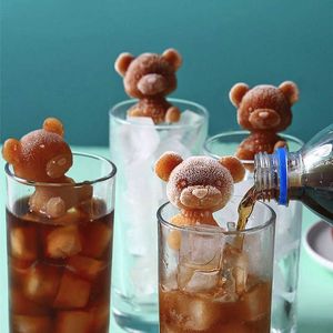 Ice Cream Tools Silicone Mold Bear Shape Ice Cube Maker Chocolate Cake Mould Candy Dough Mold For Coffee Milk Tea Fondant Whiskey Ice Mold Z0308