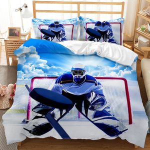 Couverture de couette de hockey sur glace Ensemble de literie de joueur de sport de hockey jumeau Set Winter Extreme Sport Game Polyester Counter Cover King