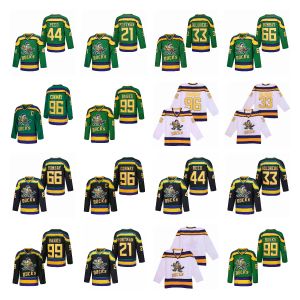 Jersey de hockey sobre hielo Mighty Ducks 99 BANKS 96 CONWAY 66 BOMBAY 33 GOLDBERG Costura bordado Ropa deportiva al aire libre Jerseys Verde Negro