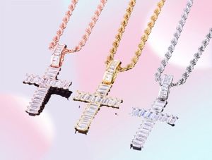 Ice Out Square Zircon Men's Pendant Collier Rock Street Hip Hop Bijoux trois couleurs pour Gift5108200