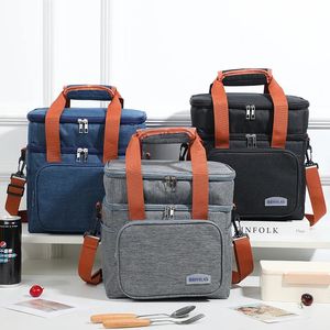 Ice Packs/Isothermic Bags Portable Thermal Lunch Bag Picnic Food Cooler Bags Insulated Case Durable Waterproof Office Lunchbag Shoulder Strap Cooling Box 231019
