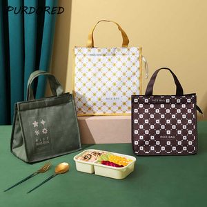 Bolsas de hielo / Bolsas isotérmicas PURDORED 1 Pc Mini Floral Mujer Bolsa de almuerzo con aislamiento Bolsa grande y duradera de Bento Bolsa de almuerzo con aislamiento térmico Bolsa de comida Tote Cooler Bag J230425