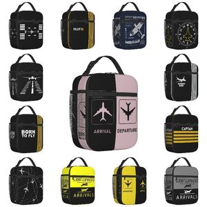 Packs de glaceSacs isothermes personnalisés Born To Fly Captain Stripes Flight Pilot Lunch Bag Femmes Glacière Thermique Boîte Isotherme pour Enfants École 230519