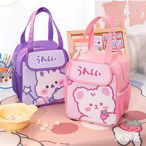 Pacotes de gelo Sacos isotérmicos Kawaii Lunch Bag Mulheres Bonito Urso Piquenique Viagem Caixa de Café da Manhã Térmica Meninas Escola Criança Conveniente Tote Food 118 231219