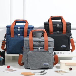Ice PacksIsothermic Bags Portable Thermal Lunch Bag Picnic Food Cooler Insulated Case Durable Waterproof Office Lunchbag Shoulder Strap Cooling Box 231201
