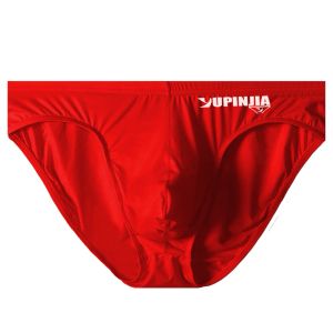 Briefs de bikini de la taille basse de la soie à glace pour hommes et confortables avec pochette blanc / rouge / peau couleur / noir / bleu