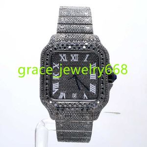 Iced Out Black Moisanite Diamond Watch For Mens Fancy Falle Full Full Diamond Party Wear Watch Surpris Gift Watch pour lui