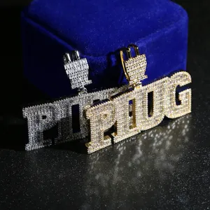 Iced Out Bling 5A CZ Plug Pendentif Collier Charme Micro Pave Plein Cubique Zironica Pierre Hip Hop Mode Cool Lettre Bijoux Hommes