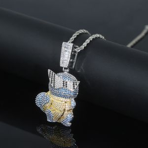 Iced Out Bling Cz Mignon Tortues Pendentif Collier Micro Pave Cubique Zircon Mens Mode Hip Hop Punk Bijoux