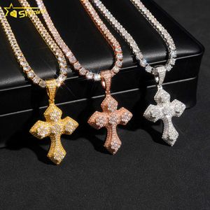 Cluster iced outmanite Diamond Pendentids 925 Silver Hip Hop Jewelry Fashion Cross Pendants pour Christmas GiftDesigner Bijoux