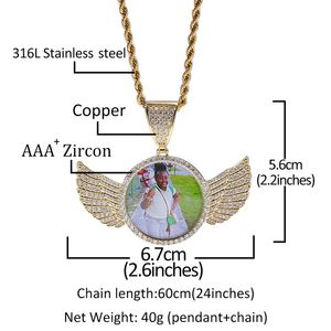 Colliers avec pendentif en Zircon cubique glacé pour hommes et femmes, médaillons à mémoire de photo personnalisés, collier avec image solide, bijoux Hip Hop, chaînes en acier inoxydable personnalisées