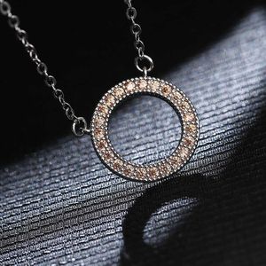 Iced Out Zircon Cubique Mode Cercle Collier Simple Anneau Cristal Zircon Ras Du Cou Chaîne Argent Couleur Hoop Pendentif Bijoux Colliers Accessoires Pour Femmes En Gros