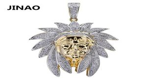 Iced Out Indian Chief Head Charm Pendent Colliers Hip Hop Gold Silver Color Chains For Men Mask Indian Gifts Bijoux 2010135773816