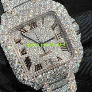 Relojes helados de relojes Moissanite Pases Tester Diamond Men Real 925 Silver Luxury Wrist Watch