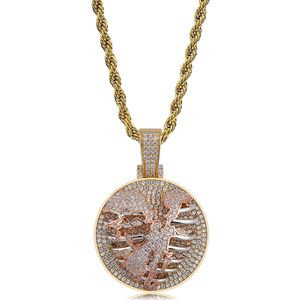 Iced Out Zircon Broken Heart Pendant Rose Gold Plated Micro Paved Cubic Zircon Mens Hip Hop Jewelry Gift