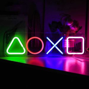 Icono Gaming PS4 Juego de neón Light Control Lámpara decorativa luces coloridas Lámpara de juego Luce Led Bar Club Decoración de pared HKD230812