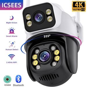 ICsees cámara de vigilancia domo 4K lente dual PTZ exterior inalámbrico Wifi seguridad detección humana soporte NVR VMS