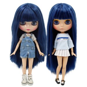 ICY DBS Muñeca Blyth 16 bjd cabello azul piel natural bronceado súper negro cuerpo articulado cara brillante 30 cm anime niñas regalo 240111