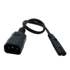 IEC 320 C14 3pin Male Plug à la figure 8 C7 2pin Câble adaptateur d'alimentation femelle IEC C13 au cordon d'échangeur C8 0,2 / 0,3 m / 0,6 m / 1m / 2m 2,5a