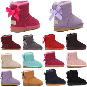 Mini Bailey Bow Australie Classique Enfants Uggi Bottes Filles Toddler Chaussures Hiver Neige Uggies Sneakers Designer II bébé Enfant Boot Jeunesse wgg GS Chestnut Rock Rose Gris Noir