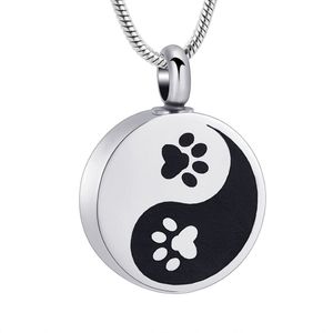 IJD10745 Joyería de cremación Yin-Yang, urna conmemorativa con estampado de pata de perro tallada, joyería para cenizas hecha de acero inoxidable 316L 203h