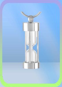 IJD9400 Colgante de cremación de reloj de arena transparente para cenizas conmemorativas, collar de urna de recuerdo con cilindro de acero inoxidable para mujer, joyería 51335652048