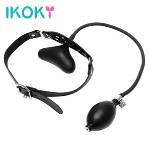 Ikoky Oral Fixation Gonflable Sex Toys Pour Couples Bouche Gag Pu Bande De Cuir Produits Érotiques Contraintes Flirter Bouche Farcie Y19060302