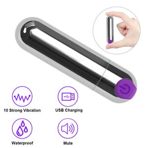 Ikoky USB RECHARGable Mini Bullet Vibrator Sexy Toys For Women G-spot Massageur Strotofroping Strong Vibration 10 Speed