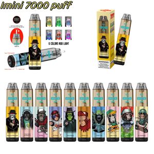 Imini 7000 Puffs Kits de démarrage à cigarette électronique jetable Kits de démarrage Tornado 7k Flavour de pastèque de mangue 15 ml 0% 2% 3% 5% 850mAh Batterie avec prix OEM gratuit
