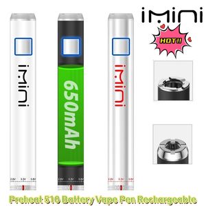 Imini Preheat 510 Batterie Vape Pen rechargeable 650mAh 14mm ARI 1.8-4.2V Tension variable VV Batteries pour 510 cartouches Chariots Fabricant Direct sigarette e getta