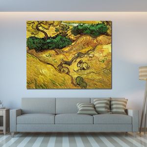 Impressionniste Toile Art Champ avec Deux Lapins À La Main Vincent Van Gogh Peinture Paysage Oeuvre Moderne Salon Décor