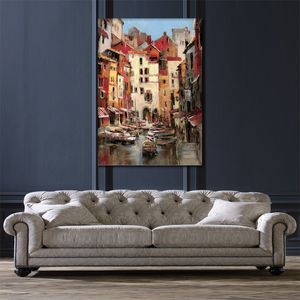 Impressionniste Toile Art Méditerranée Bord De Mer Vacances Brent Heighton Peinture Peint À La Main Venic Oeuvre Salle De Bains Décoration Murale