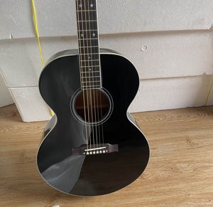 En stock acoustique (électrique) Guitare Brand Brand Brandboard / pont d'ébène, noix / selle en os en noir 202403